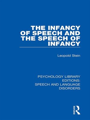 cover image of The Infancy of Speech and the Speech of Infancy